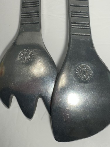Vtg WILTON ARMETALE Pewter Tracy Porter PEACOCK Salad Serving Fork Spoon Set - Picture 9 of 14