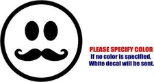 Handlebar Mustache Smiley Vinyl Decal Sticker Car Truck Window Various Sizes