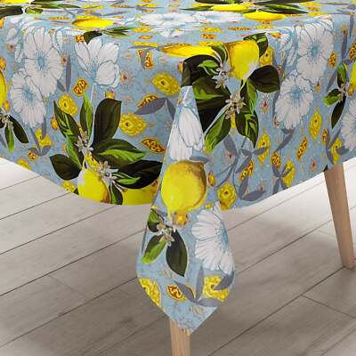 Wachstuch Tischdecke B6025-03 hellblau Zitronen Finca Sommer eckig rund oval