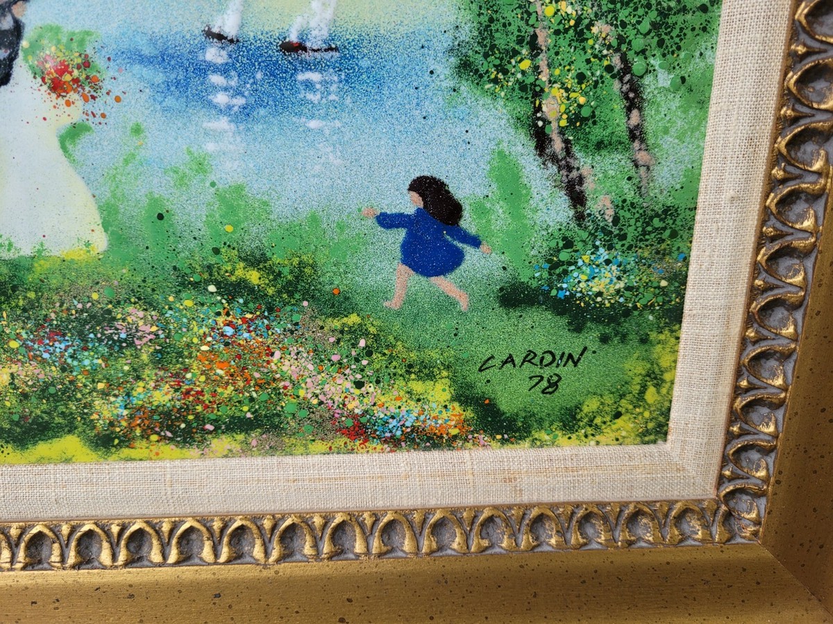 Louis Cardin サイン入り エナメル 銅 絵画アート 80年代② Louis Cardin Original Framed Enamel on Copper 1978 signed