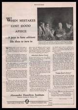 1928 Alexander Hamilton Institute New York "Mistakes Cost $1000 Apiece" Print Ad