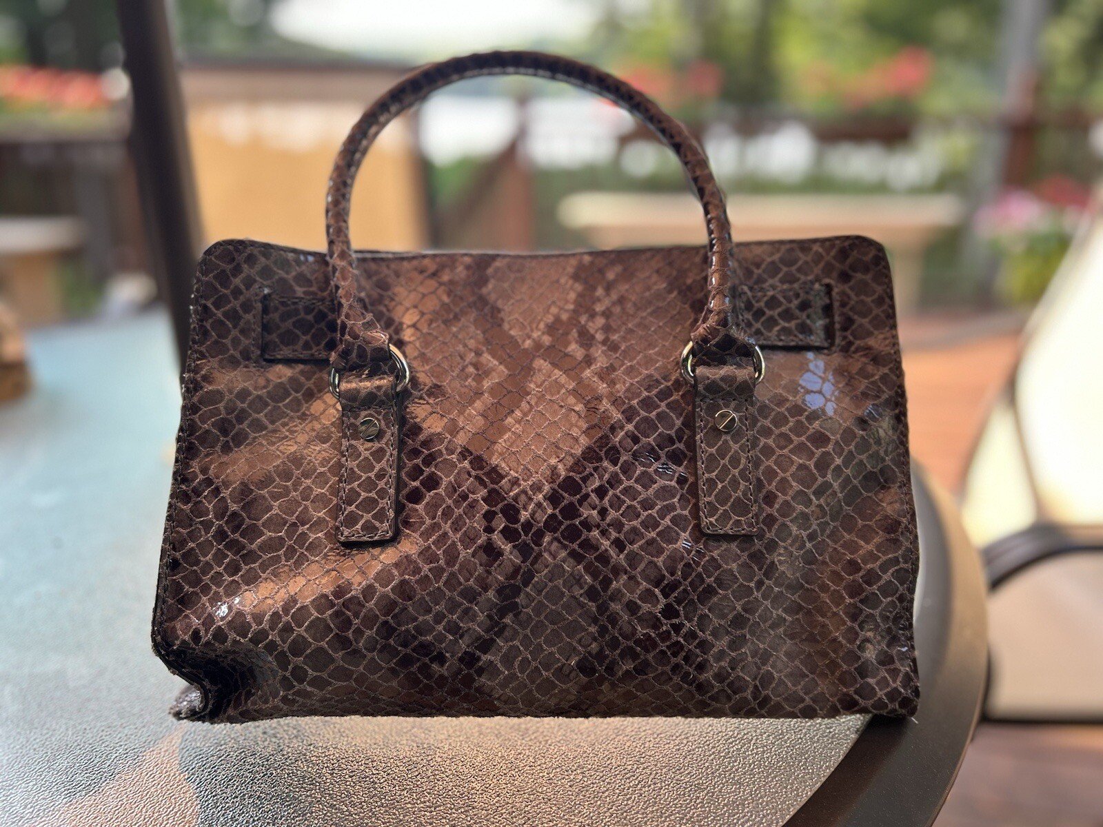 Michael Kors Hamilton Gray Leather Python Snakesk… - image 3