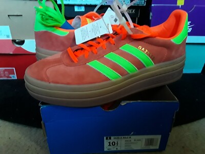 Womens Adidas Originals Gazelle Bold Suede Solar Orange Green Gum M2 wmns H06126