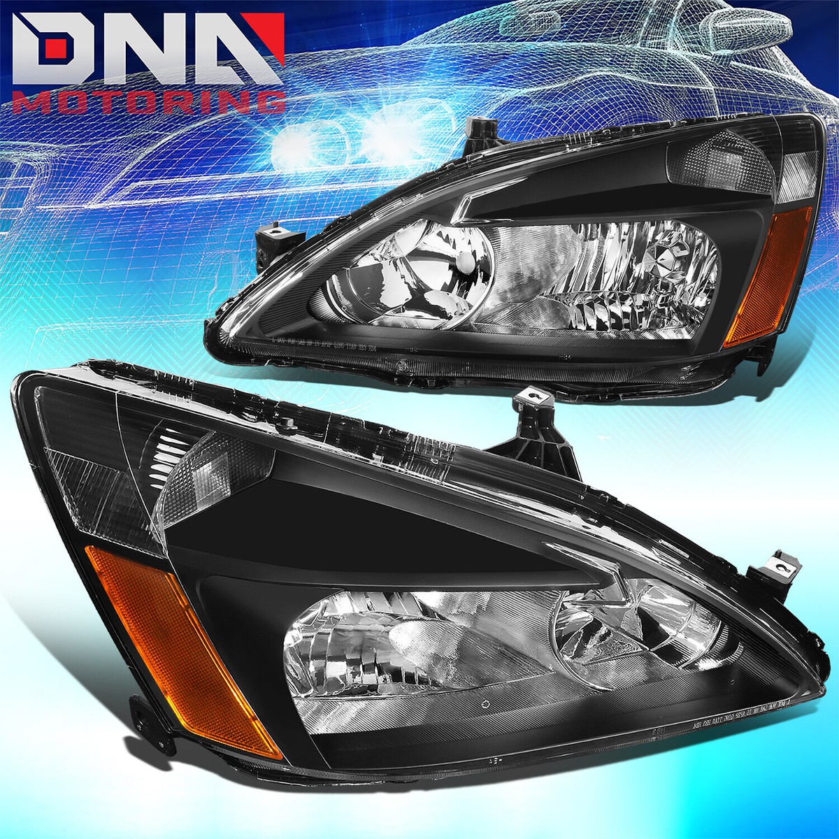 JDM Chrome Housing Clear Corner Headlights For 2003-2007 Honda Accord (2DR/4DR) 3 thumbnail image