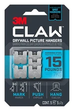 3M CLAW 15 lb. Drywall Picture Hanger with Spot Markers Heavyweight Hanging S...