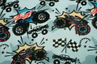 DTY Fleece (250g) Printed Mesh, Monster Truck Pattern, 50 x 160cm