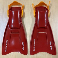 Youth Adjustable U.S. Divers Rip Fin Scuba Snorkel Red Fins Size 1 to 4 L / XL