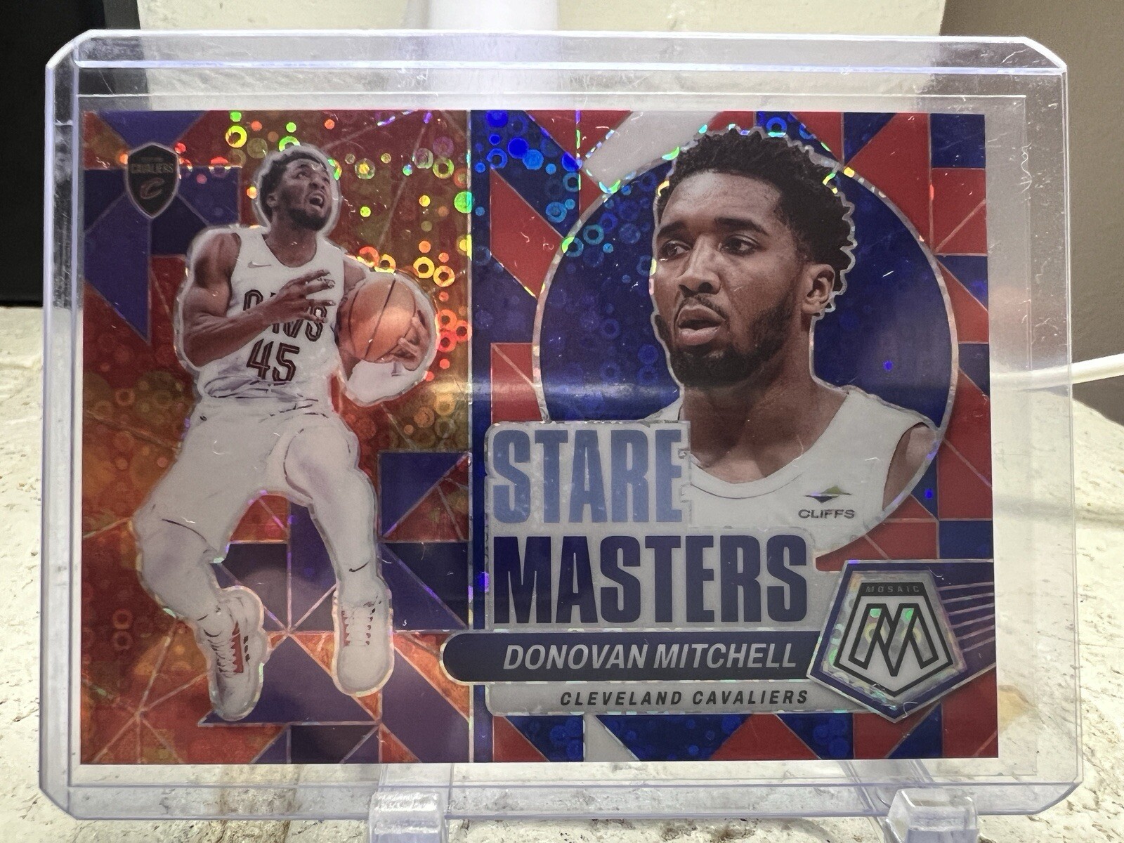 2023-24 Panini Mosaic SM #5 Donovan Mitchell Blue Disco Cleveland Cavaliers /85