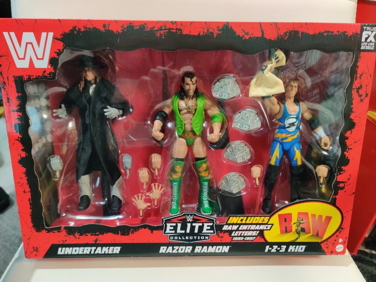WWE Elite RAW Pack Undertaker, Razor Ramon And 1-2-3 Kid, 40% OFF