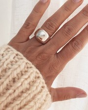 Dome Ring 925 Sterling Silver Ring Plain Wide Band Women Statement Wide Ring All