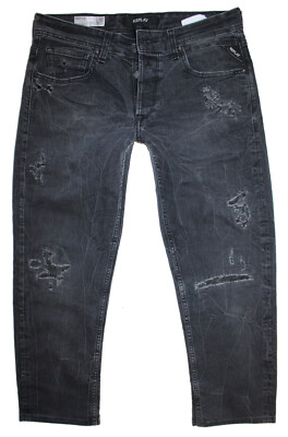 Replay Herren Jeans Hose M 972 GROVER Straight Stretch (M972) W31 L28 schwarz *