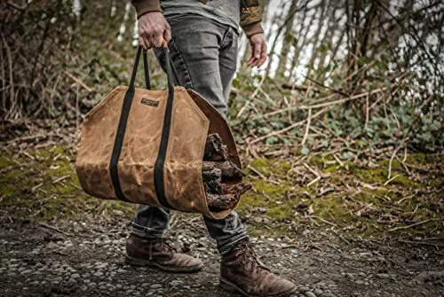 Readywares Waxed Canvas Firewood Carrier Heavy Duty Firewood Log
