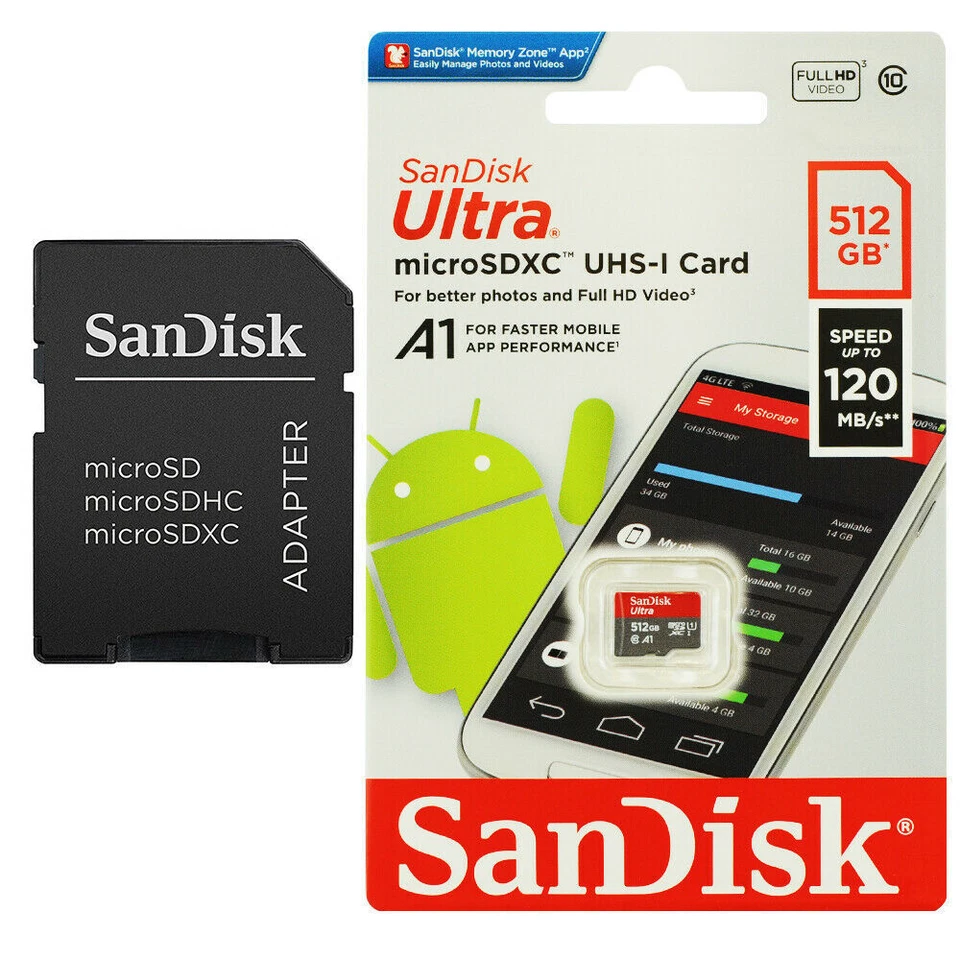 SanDisk Ultra Micro SD Card 128GB 256GB 512GB Classe 10 Scheda di Memoria SDHC - Immagine 2 di 2