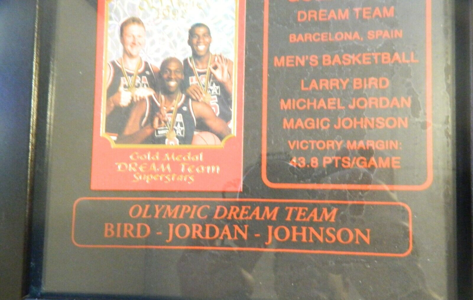 Gold medal dream team superstars Bird-Jordan-Johnson ltd edit card framed. BB2 thumbnail 4