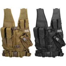 Lancer Tactical Youth Size Adjustable Cross Draw Airsoft Tac Vest w/ Holster