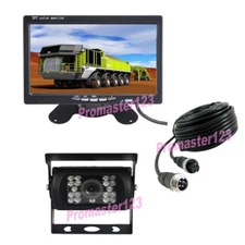 4Pin Car Rear View Backup Camera Kit + 7" Monitor 15m For RV Bus Trailer 12V/24V