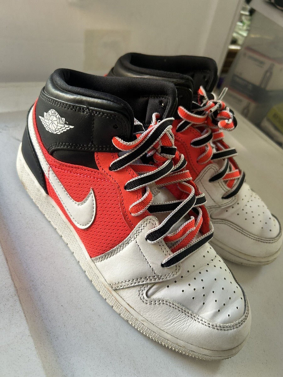 Nike Air Jordan 1 Mid Shoes - White/Black/Infrared 6Y W7.5  display picture 2