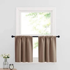 RYB Home Size W29xL24 Mocha Blackout Shades Short Window Curtains 2 Panels