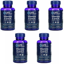 Vitamins D and K with Sea-Iodine Life Extension 5X60 Caps MK-7/K1/K2 K2 1000mcg+