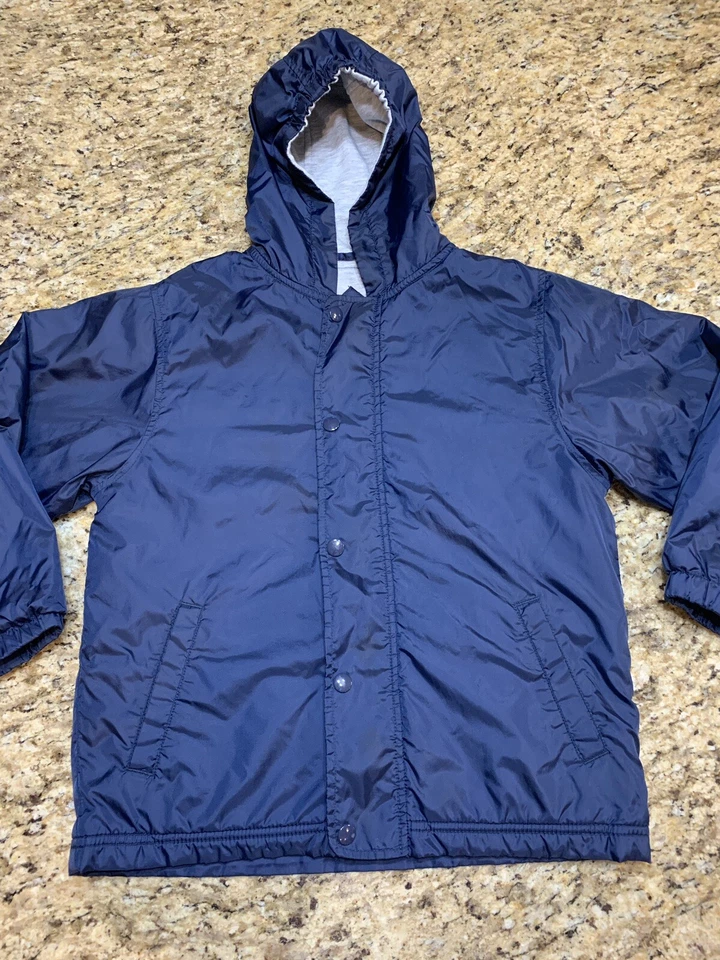 Chaqueta George Boy’s talla pequeña 6/7 totalmente forrada bolsillos azul/gris top usado. Foto 3 de 4