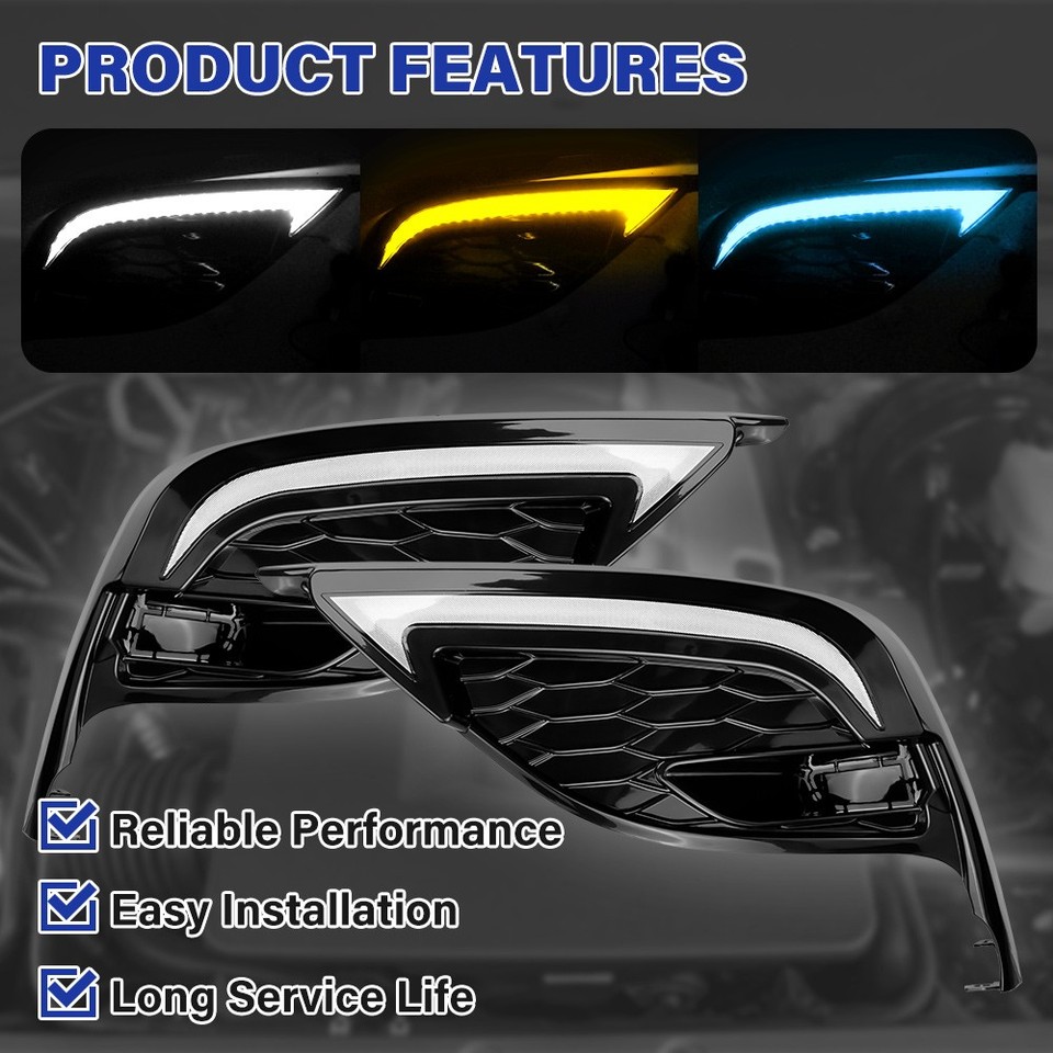LED DRL & Fog Light Kit For 2021-2024 Toyota Camry SE/XSE – White/Yellow/Blue