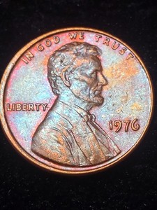 1976 Lincoln Memorial Cent Monster Rainbow Tone Beautiful Penny Uncertified