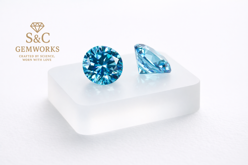 Heller Aquamarin runder Brillantschliff Zirkonia lose Edelsteine - 9 mm - Bild 10 von 16