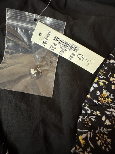 NWT XXL Madewell Black Mini Dress Ruffle Button-Front Trapeze Floral Folklore - Picture 9 of 11