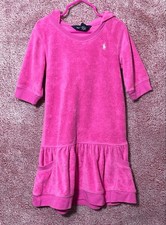 Girls Ralph Lauren Pink Terry Cloth Hooded Casual Dress 6X