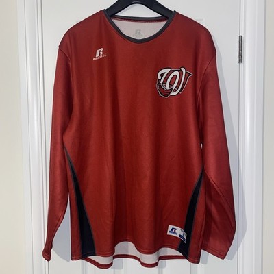 Vintage Russell Ath Washington Nationals Mesh Warm Up Top Herren L Rot Sonne Gürtel 