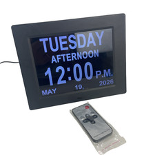 Senior Large Digital Calendar Day Desk Clock Black Display Time Date Dementia