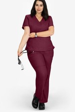 NWTS Koi Lite Peace Women  s 6 Pocket Drawstring Pants Scrub SzLg /Wine