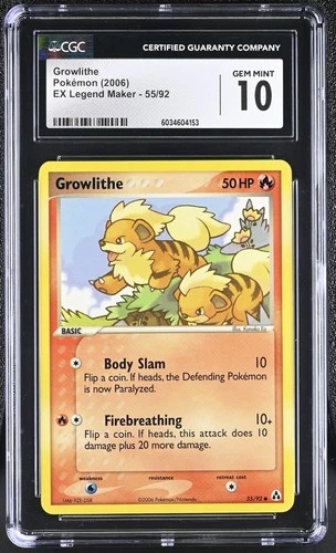 Pokemon Growlithe EX Legend Maker 55/92 CGC 10 Gem Mint