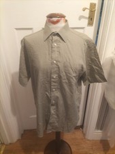 Mens Marks And Spencer Size 15.5 Green Short Sleeved Shirt