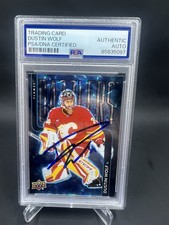 Dustin Wolf Signed 2025-26 Upper Deck Blue Dazzlers IP Auto PSA/DNA Flames