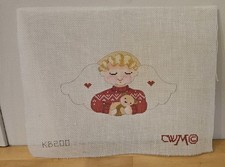VALENTINE ANGEL Needlepoint Canvas 9" x 10" Hearts Teddy Bear