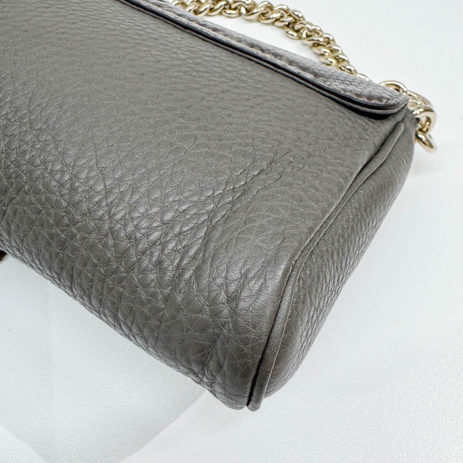 GUCCI Stirrup Gray Python Embossed Leather Should… - image 13