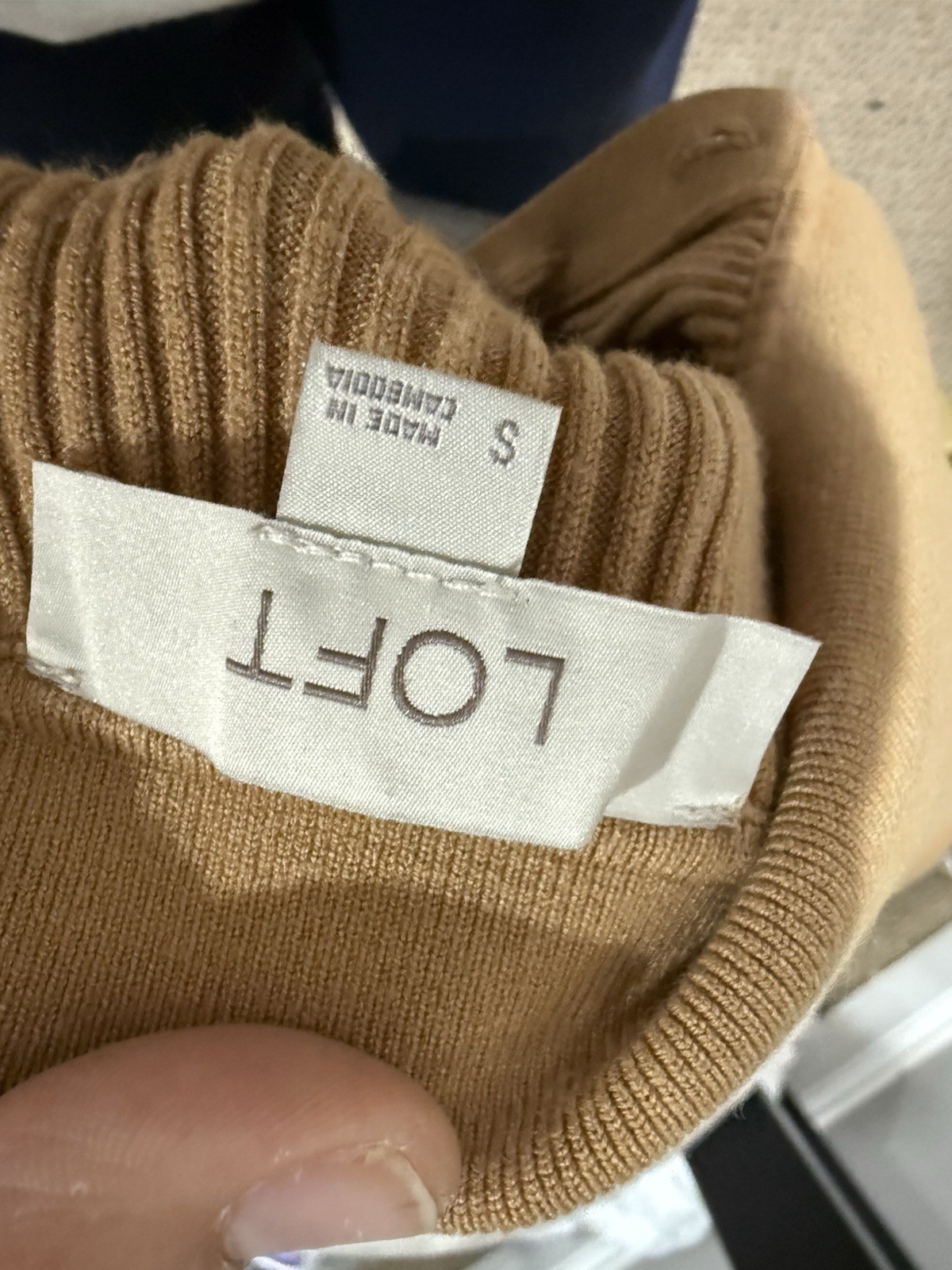 LOFT Camel Button Down Ribbed Top - image 7