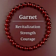 Natural Garnet stone Beaded Bracelet Red Gemstone Stretch Women's Bracelet Gift