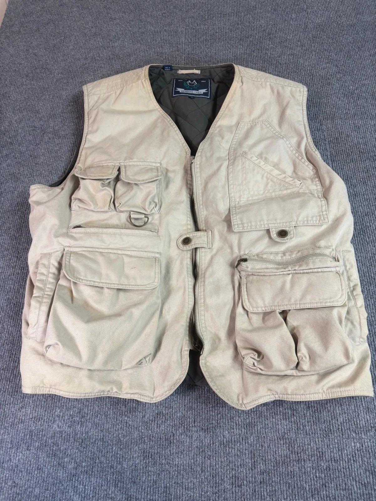 Vintage Members Only Men Size XL Quilted Lined Fishing Vest Hunting Outdoors