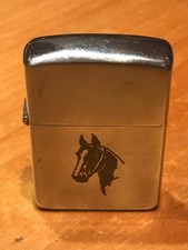 VINTAGE SPORT SERIES BRUSH CHROME HORSE'S HEAD ZIPPO LIGHTER