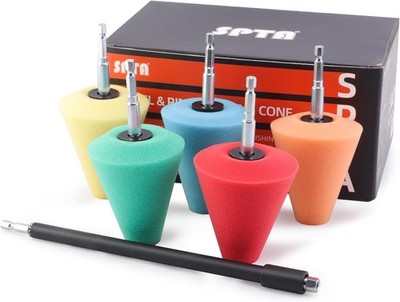 Polishing Cone, SPTA Car Wheel Hub Drill Buffing Sponge Pads Kit, Polishing