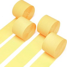 PartyWoo Light Yellow Crepe Paper Streamers 4pcs 328ft 4 Rolls, Yellow-9576