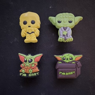 4 Pcs STAR WARS Disney PVC Rubber Croc Charm Jibbitz: Grogu Baby Yoda, C-3PO