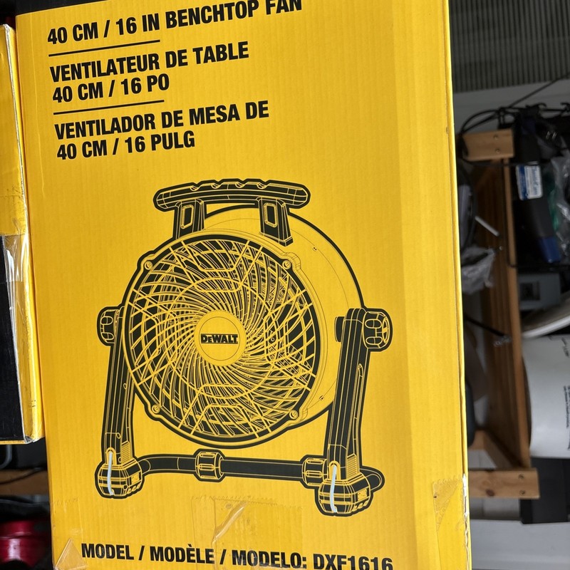 DeWalt 16" 3-Speed Benchtop and Hanging Drum Fan, 22.87 x 15.24 x 23.7