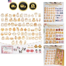 Polymer Clay Cutters Set 70pcs Fall Winter Halloween Christmas Shapes for Jew...