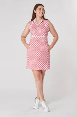 Swing Out Sister Damen Jane ärmellos rosa/weiß Golfkleid-Größe Small - Bild 1 von 4