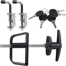 Shed Door Latch Kit with 5-1/2" Stem T-Handle Lock, 5 Keys and 2 Packs Spring