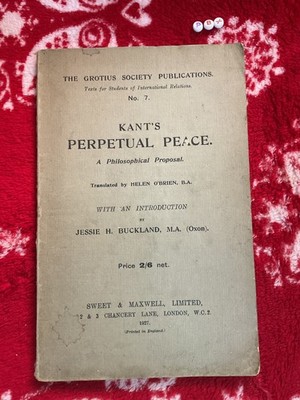 Perpetual Peace By Immanuel Kant 1927 Rare Edition
