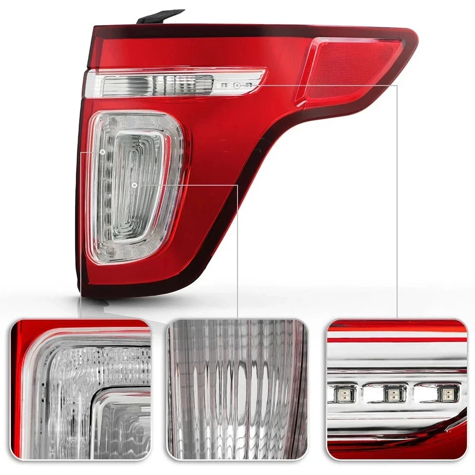 Fit 2011 - 2015 Ford Explorer Red Clear LED Tail Light Lamp Replacement Driver - Изображение 4 из 4